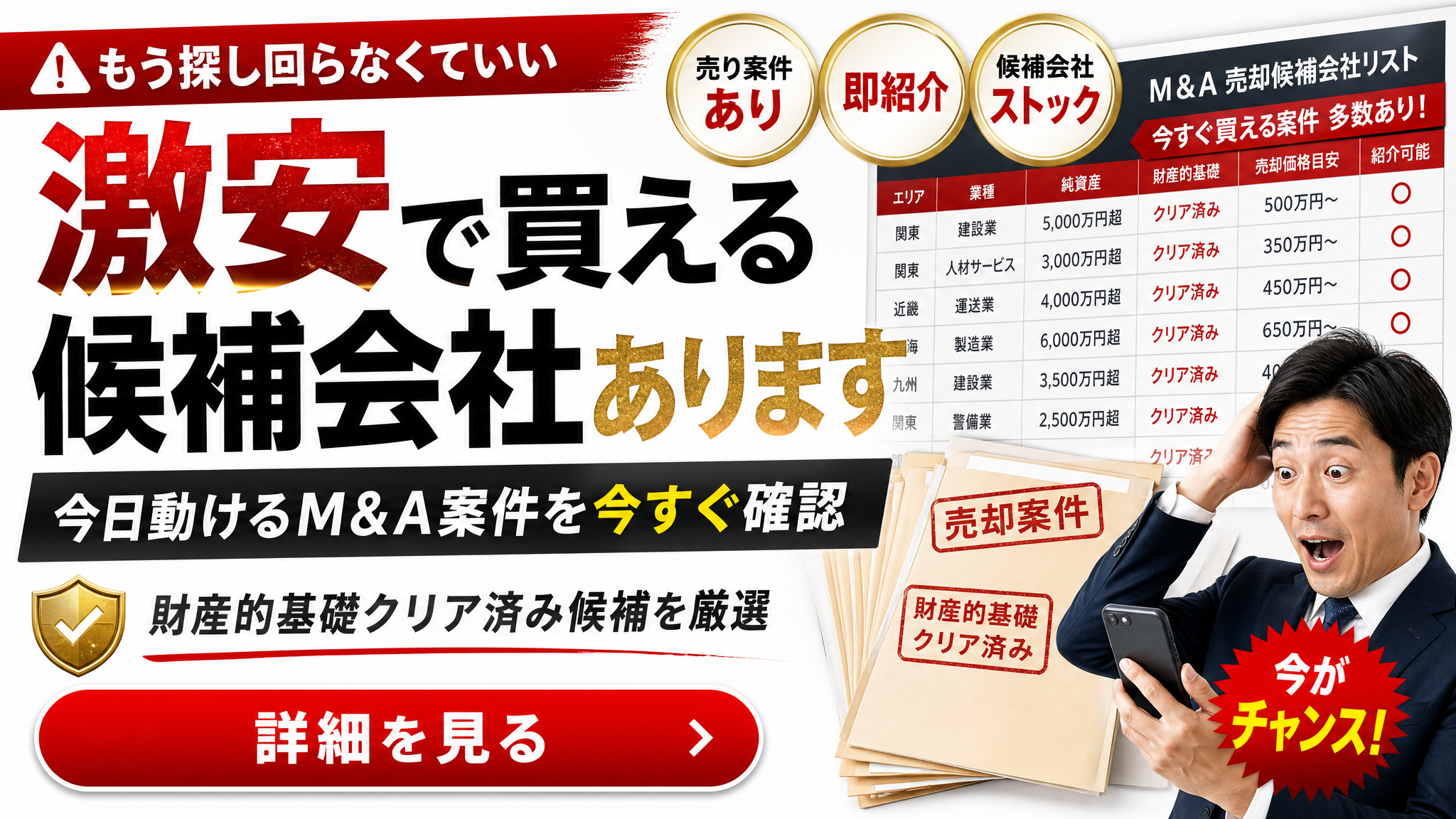 今日買収できる会社あります｜お問い合わせはこちら